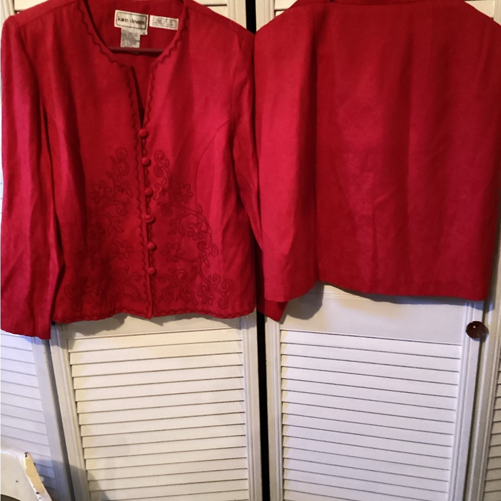 Elegant Red Women's Jacket, vintage Karin Stevens, size 14, vintage